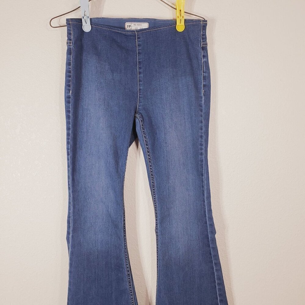 Free People Womens Flare Jeans W27 Blue Denim Bell Bottom 61855-16515125 Boho - Picture 3 of 11